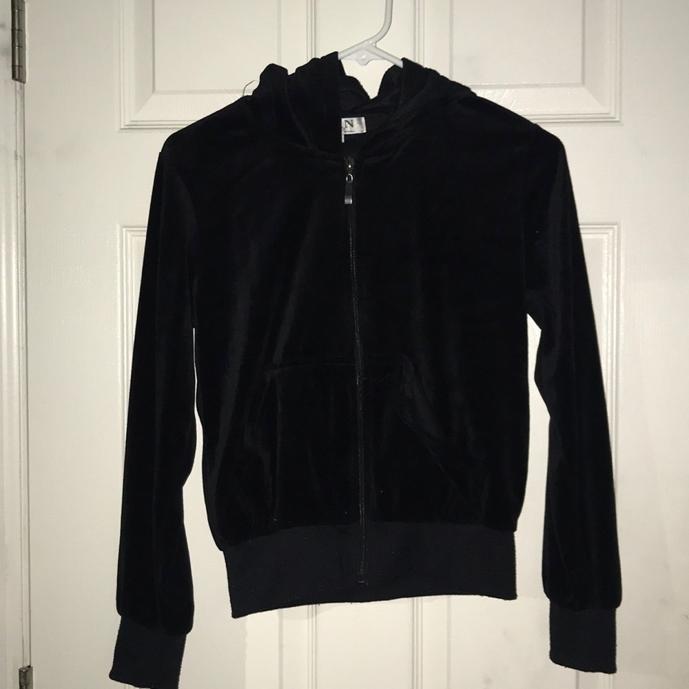 Velvet Hooded Zip Up Jacket